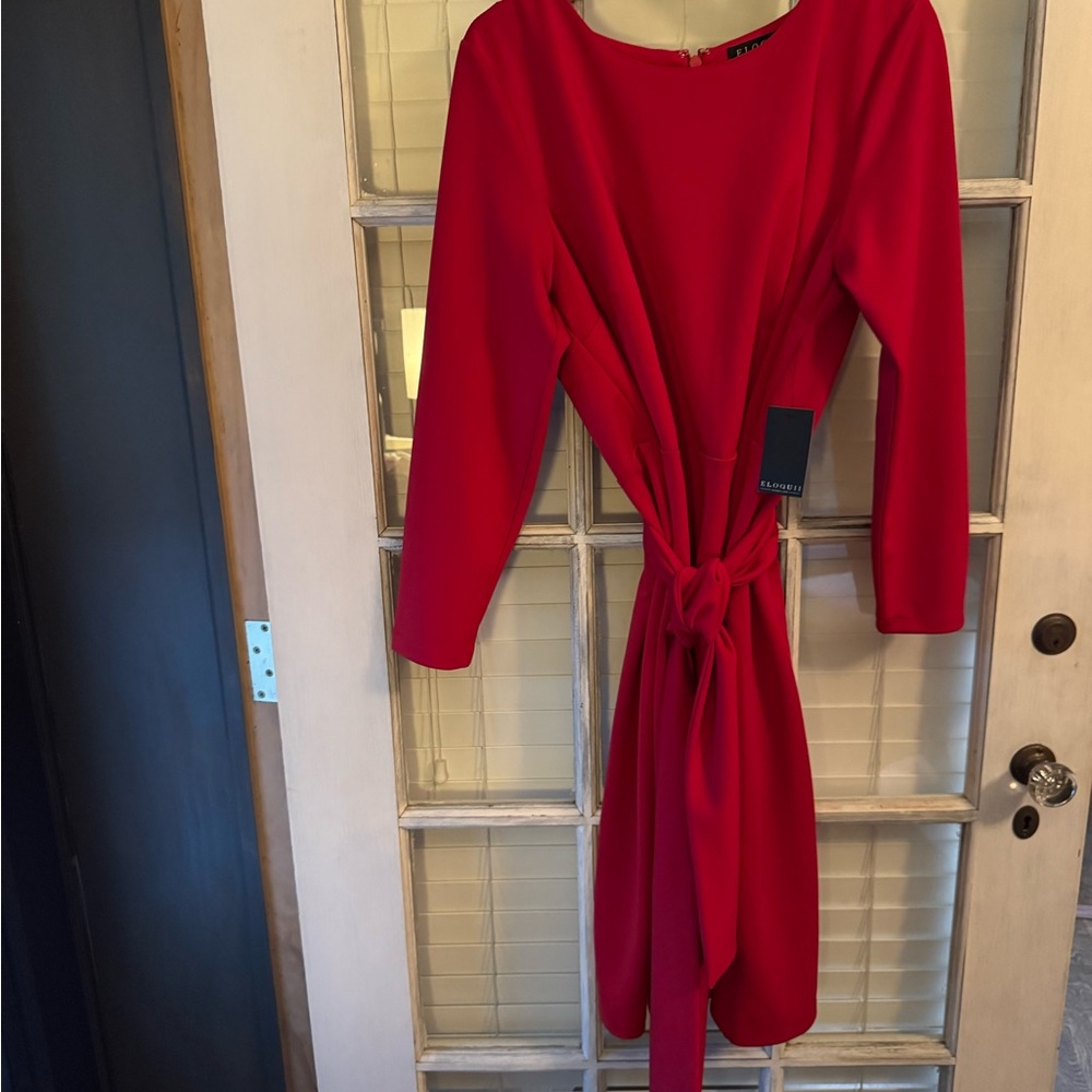 Eloquii Vibrant Red Long Sleeve Dress